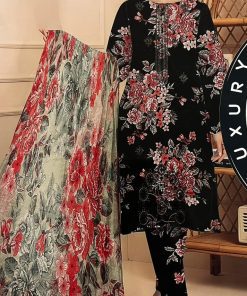 Midnight Rose Floral Print – 3-Piece Unstitched