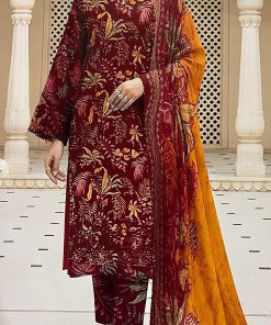 Maroon Muse – 3-Piece-Unstitched